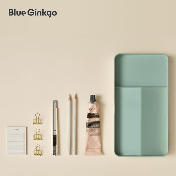 BLUE GINKGO Schreibtischablage – Organizer aus Korea für Notizen, Stifte, Bleistifte und Accessoires (Beidseitig, Grün)