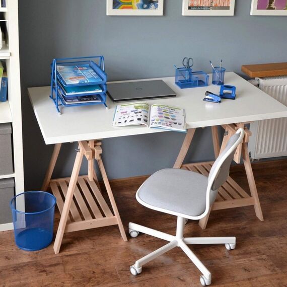 Leviatan Schreibtisch Organizer | Desk Organizer aus Metall | Stifthalter für Büro | Tischorganizer mit Zettelhalter Mesh | 205 x 103 x 98 mm Marineblau