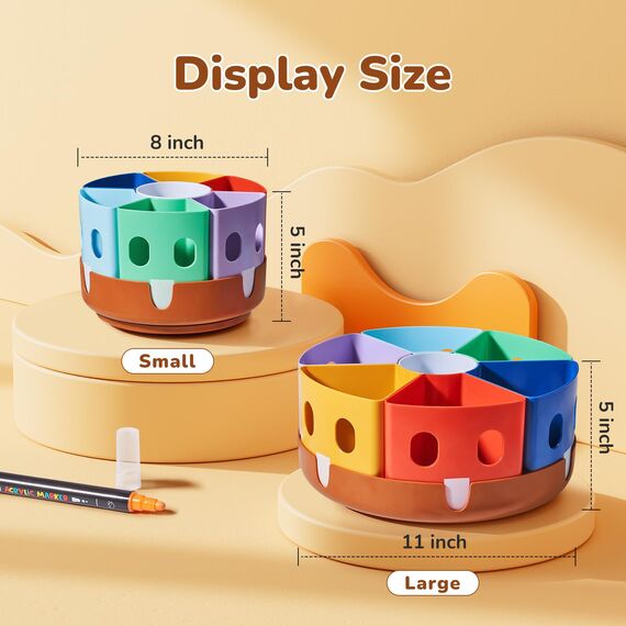 GAMENOTE Rotierende Stiftehalter Schreibtisch Organizer - XXL Durchmesser 28cm Kinder Behälter zum Aufräumen und Aufbewahren,Drehbare Ablage für Bürobedarf Schulbedarf liefert Handwerk,12,7cm Höhe
