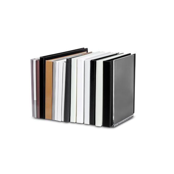 MAUL Buchstütze aus Acryl (2er Pack) 16x15x21cm | Bücherhalter, Organzier für Kinder, Bücher, Büro, Regal | Bücherstütze im stilvollen Acryl Design | möbelschonender Buchhalter | Glasklar