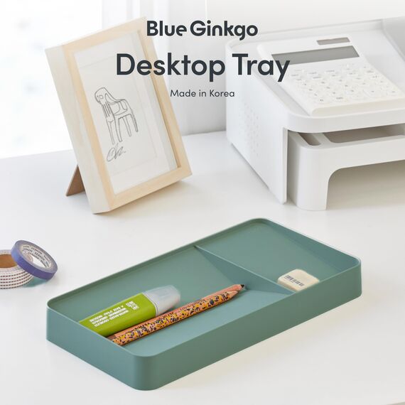 BLUE GINKGO Schreibtischablage – Organizer aus Korea für Notizen, Stifte, Bleistifte und Accessoires (Beidseitig, Grün)