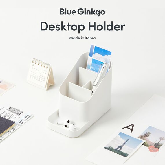BLUE GINKGO Schreibtischhalter – Organizer aus Korea für Stifte, Notizen und Schreibtischzubehör (Weiß)