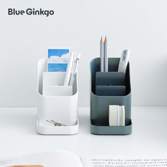 BLUE GINKGO Schreibtischhalter – Organizer aus Korea für Stifte, Notizen und Schreibtischzubehör (Weiß)