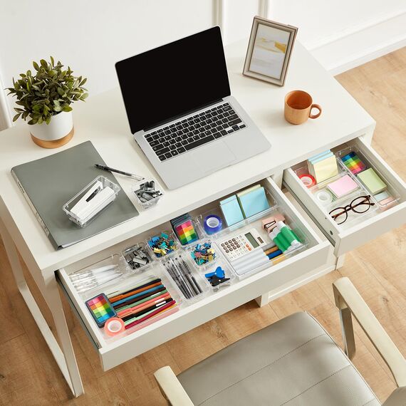 Lifewit 25 Stücke Schubladen Organizer mit 4 Größen, Schminktisch Ordnungssystem, Klar Kunststoff Makeup/Badezimmer/Drawer Box, Schreibtisch Tabletts für Küchen, Schmuck, Schlafzimmer, Büro