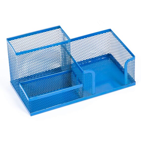 Leviatan Schreibtisch Organizer | Desk Organizer aus Metall | Stifthalter für Büro | Tischorganizer mit Zettelhalter Mesh | 205 x 103 x 98 mm Marineblau