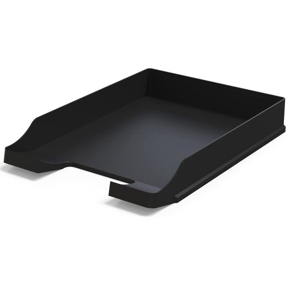 10er Set Briefablage DIN A4 Schwarz - Ablagefächer stapelbar - Dokumentenablagen - Stapelbarer Schreibtisch-Organisator - Büroablage aus Kunststoff - Papierablagehalter - Postkörbe - 35x25x5,2 cm