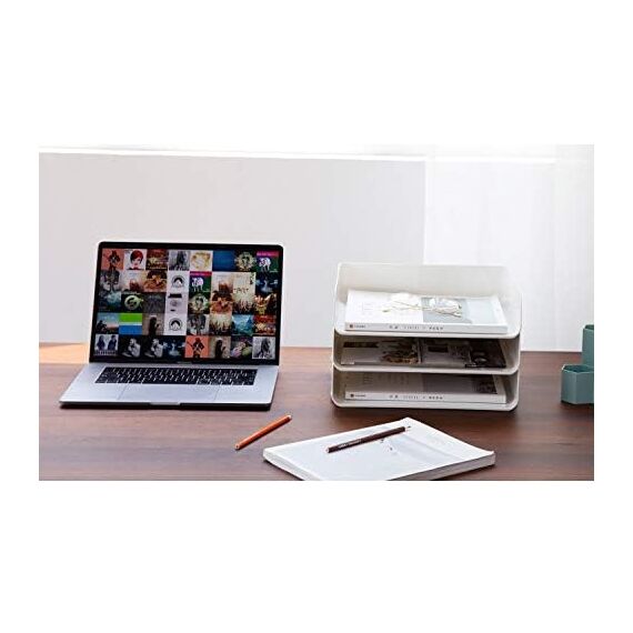 3-stöckige Ablagekorb für A4, Dokumentenablage aus PET Kunststoff, Briefkorb, Briefablage Organizer(3pcs, Weiß)