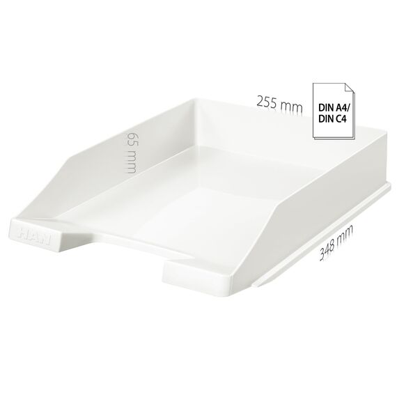 HAN Briefablage KLASSIK, 10 STÜCK Schreibtisch Organizer, Bürobedarf, Ablagefächer, Büromaterial, Briefkorb, Dokumentenablage, bis Format A4/C4, 1027-X-15, gelb