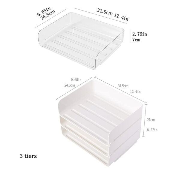 3-stöckige Ablagekorb für A4, Dokumentenablage aus PET Kunststoff, Briefkorb, Briefablage Organizer(3pcs, Weiß)