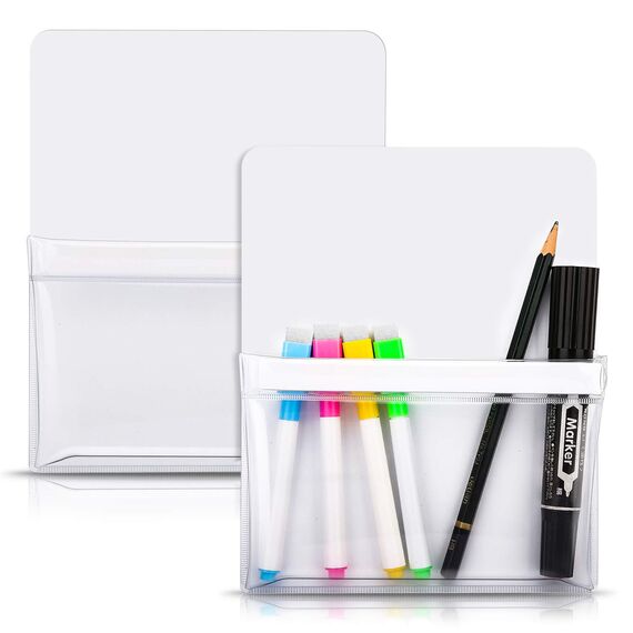 MoKo Magnetischer Stiftehalter, 2 Stück Marker Organizer Whiteboard Magnetische Stift Halterung Schulbedarf für Schulleben Kühlschrank Spind und andere magnetische Oberflächen - Weiß