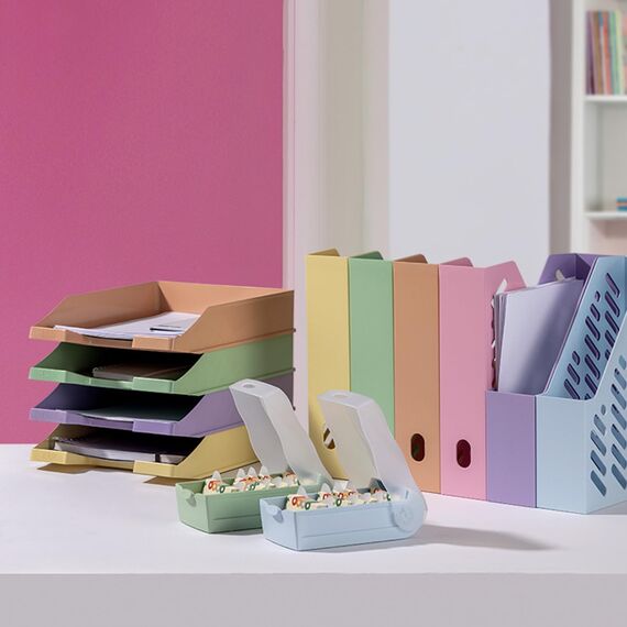 HAN Briefablage KLASSIK, 10 STÜCK Schreibtisch Organizer, Bürobedarf, Ablagefächer, Büromaterial, Briefkorb, Dokumentenablage, bis Format A4/C4, 1027-X-886, pastellrosa