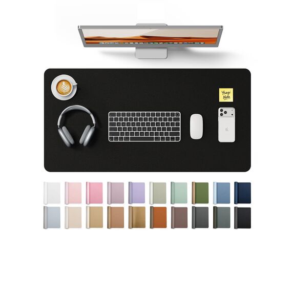 YSAGi Schreibtischunterlage 80x40cm, Premium Leder Mauspad XXL, Rutschfeste Tischunterlage Schreibunterlage, Multifunktionales Office Mousepad Schreibtisch Zubehör für Büro & Homeoffice (Schwarz)