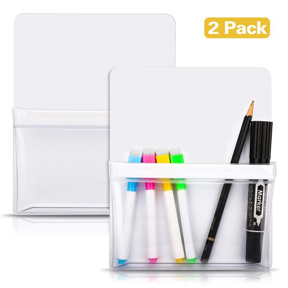 MoKo Magnetischer Stiftehalter, 2 Stück Marker Organizer Whiteboard Magnetische Stift Halterung Schulbedarf für Schulleben Kühlschrank Spind und andere magnetische Oberflächen - Weiß
