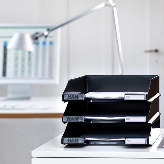 HAN Briefablage KLASSIK, 10 STÜCK Schreibtisch Organizer, Bürobedarf, Ablagefächer, Büromaterial, Briefkorb, Dokumentenablage, bis Format A4/C4, 1027-X-56, pink