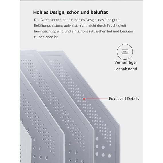 Sivelike Faltbarer Stehsammler A4,Zusammenklappbarer Zeitschriftenhalter, Aktenmagazinhalter mit 3 Fächer, für Büro-Organisation, Schreibtisch-Organizer und die Aufbewahrung (3 Fächer, Hellgrau)