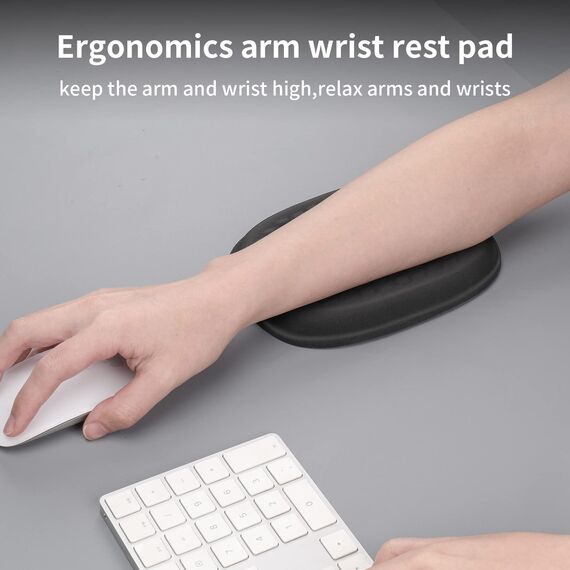 Vaydeer Wrist Rest Pad Ergonomische Ellbogenschützer Gel-Armlehne für Schreibtisch, Armlehnenstütze aus Memory Foam Schaumstoff für Büro, Gaming, Computer, Laptop, Mac – Schwarz
