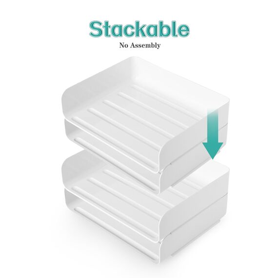 4-stöckige Ablagekorb für A4, Dokumentenablage aus PET Kunststoff, Briefkorb, Briefablage Organizer(4pcs, Weiß)