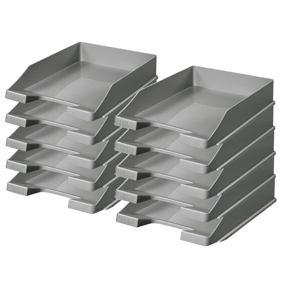 HAN 1027 Briefablage Klassik, Schreibtisch Organizer, Bürobedarf, Ablagefächer, Büromaterial, Briefkorb, Dokumentenablage, bis Format A4/C4 (Klassisch, Dunkelgrau, 10 Briefablagen)