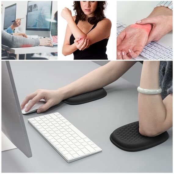 Vaydeer Wrist Rest Pad Ergonomische Ellbogenschützer Gel-Armlehne für Schreibtisch, Armlehnenstütze aus Memory Foam Schaumstoff für Büro, Gaming, Computer, Laptop, Mac – Schwarz