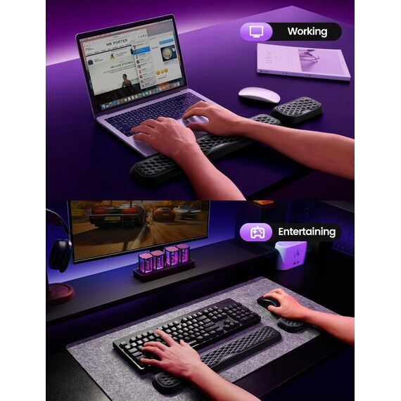 Vaydeer Handballenauflage für Tastatur und Maus, Wrist Rest, Ergonomisches Memory-Foam-Handgelenkstützen-Set für Büro und Spiele - Schwarz.