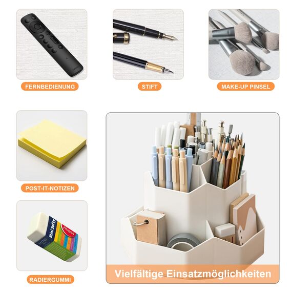 Haphome Schreibtisch Organizer Drehbar Stiftehalte Kinder - 360 Rotierende Große Kapazitätstifte Organizer mit 9 Fächern Für Büro Schule Schreibtisch Bleistift und Andere Schreibwaren Lagerung