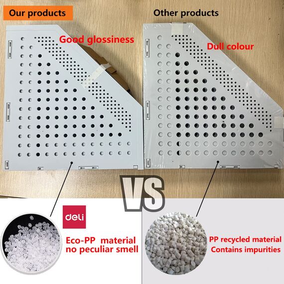 DELI Faltbarer Stehsammler A4,Zusammenklappbarer Zeitschriftenhalter, Aktenmagazinhalter mit 4 Fächer, für Büro-Organisation, Schreibtisch-Organizer für School Office und die Aufbewahrung(dunkelgrau)