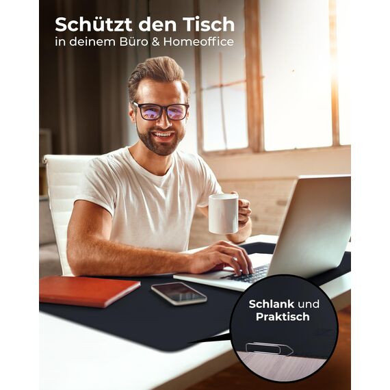 MYMIND® Schreibtischunterlage [Rutschfest] 80x40cm - Premium PU-Leder XXL Mauspad - Schreibunterlage für Homeoffice - Unterlagenmatte wasserfest - Desk Mat - Schreibtisch Unterlage Büro