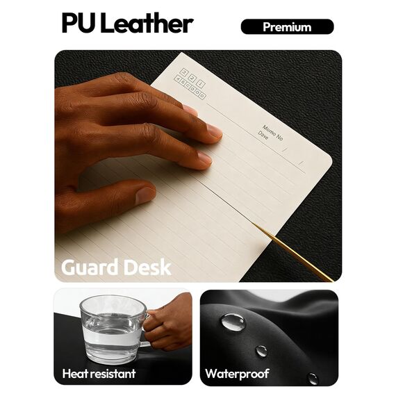 YSAGi Schreibtischunterlage 80x40cm, Premium Leder Mauspad XXL, Rutschfeste Tischunterlage Schreibunterlage, Multifunktionales Office Mousepad Schreibtisch Zubehör für Büro & Homeoffice (Schwarz)