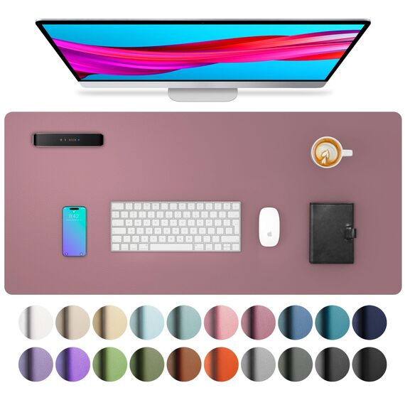 Aothia Schreibtischunterlage,Mauspad mit Leder und Rutchfeste Wildleder,Multifunktionales Office Mousepad Laptop Schreibunterlage,Tisch-Schutz Unterlage für Büro/Home(80x40cm, Lila)