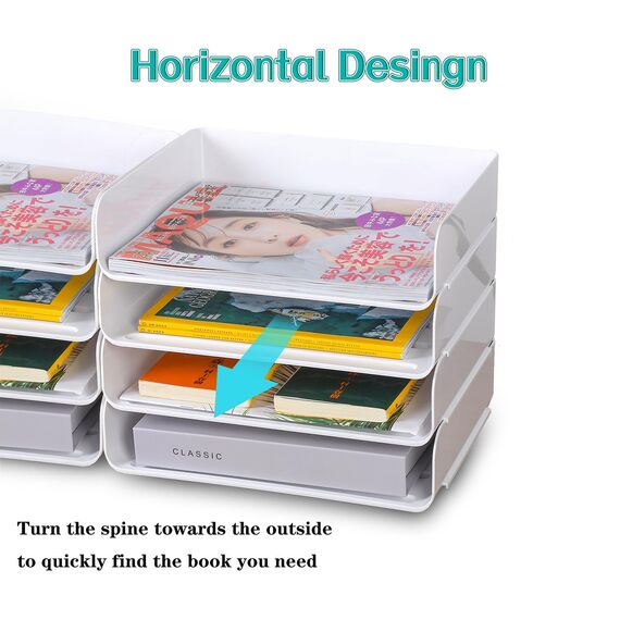 4-stöckige Ablagekorb für A4, Dokumentenablage aus PET Kunststoff, Briefkorb, Briefablage Organizer(4pcs, Weiß)