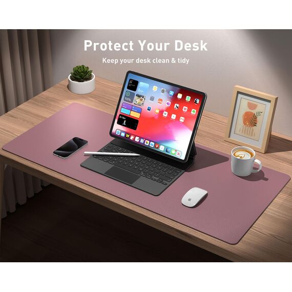 Aothia Schreibtischunterlage,Mauspad mit Leder und Rutchfeste Wildleder,Multifunktionales Office Mousepad Laptop Schreibunterlage,Tisch-Schutz Unterlage für Büro/Home(80x40cm, Lila)