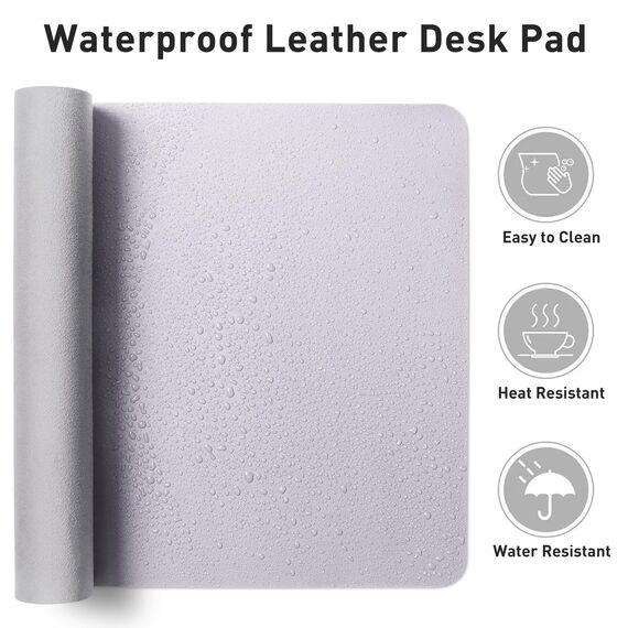 Aothia Schreibtischunterlage,PU-Leder-Schreibtischmatte,Mauspad,Rutschfester Schreibtischschutz,wasserdichter Schreibtisch-Schreibblock für Büro und Zuhause (60x35cm,Sanftes Lavendel)