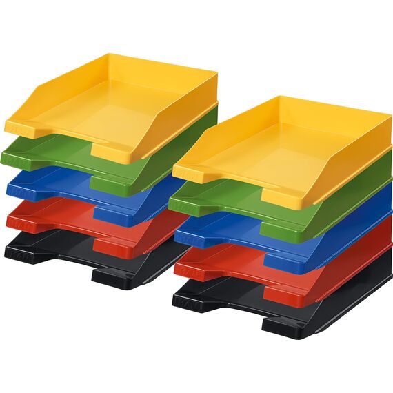 HAN Briefablage Klassik, 20 STÜCK Schreibtisch Organizer, Bürobedarf, Ablagefächer, Büromaterial, Briefkorb, Dokumentenablage, bis Format A4/C4, 1027-X, bunt Sortiert
