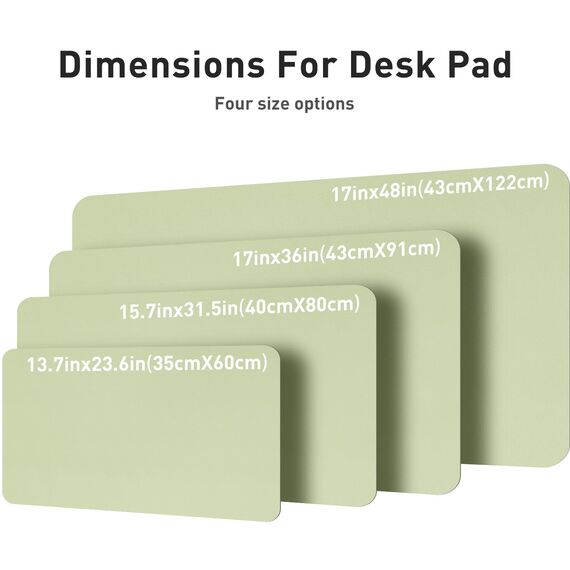 Aothia Schreibtischunterlage,PU-Leder-Schreibtischmatte,Mauspad,rutschfester Schreibtischschutz,wasserdichter Schreibtisch-Schreibblock für Büro und Zuhause(122x43cm,Grasgrün)