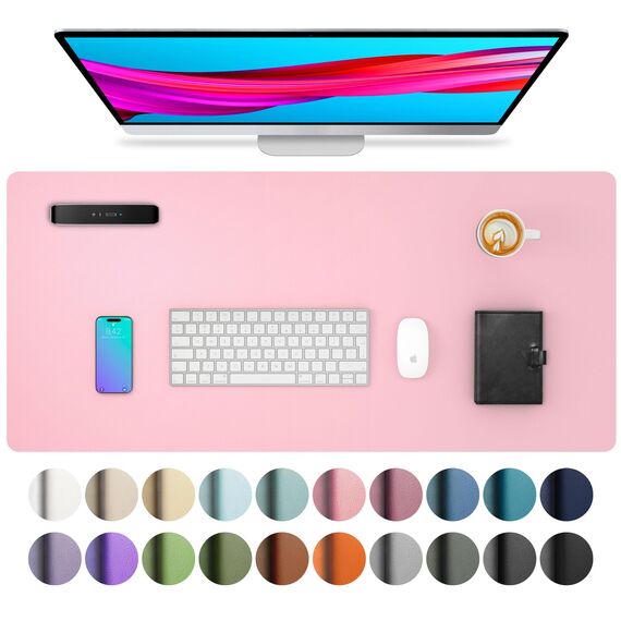 Aothia Schreibtischunterlage,PU-Leder-Schreibtischmatte,Mauspad,rutschfester Schreibtischschutz,wasserdichter Schreibtisch-Schreibblock für Büro und Zuhause(35cm x 60cm,Fee Rosa)