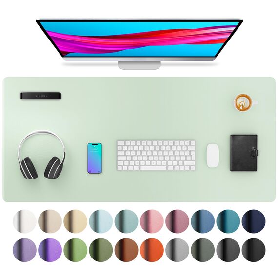 Aothia Schreibtischunterlage,PU-Leder-Schreibtischmatte,Mauspad,rutschfester Schreibtischschutz,wasserdichter Schreibtisch-Schreibblock für Büro und Zuhause(91x43cm,Aqua)