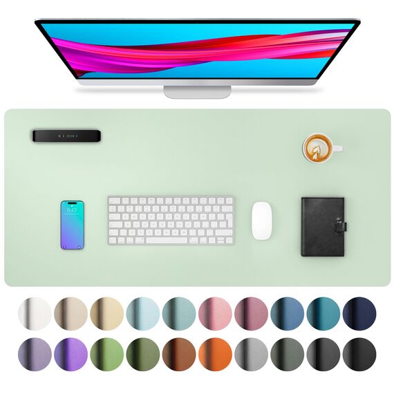 Aothia Schreibtischunterlage,PU-Leder-Schreibtischmatte,Mauspad,Rutschfester Schreibtischschutz,wasserdichter Schreibtisch-Schreibblock für Büro und Zuhause (60x35cm,Aqua)