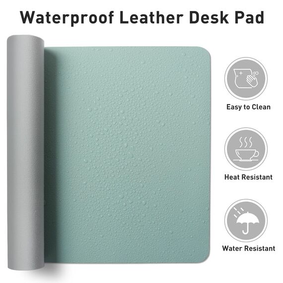 Aothia Schreibtischunterlage,Mauspad mit Leder und Rutchfeste Wildleder,Multifunktionales Office Mousepad Laptop Schreibunterlage,Tisch-Schutz Unterlage für Büro/Home(91cmx43cm, Light Blue)