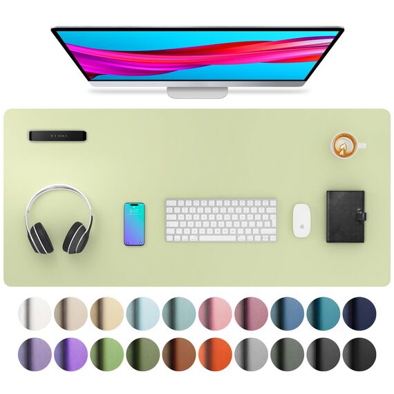 Aothia Schreibtischunterlage,PU-Leder-Schreibtischmatte,Mauspad,rutschfester Schreibtischschutz,wasserdichter Schreibtisch-Schreibblock für Büro und Zuhause(91x43cm,Grasgrün)