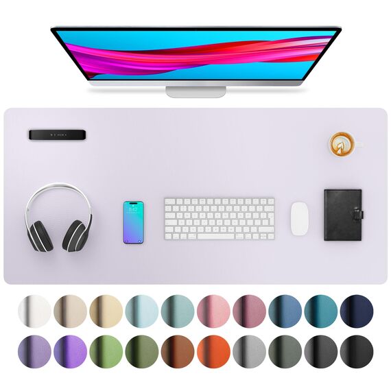Aothia Schreibtischunterlage,PU-Leder-Schreibtischmatte,Mauspad,rutschfester Schreibtischschutz,wasserdichter Schreibtisch-Schreibblock für Büro und Zuhause(91x43cm,Sanftes Lavendel)