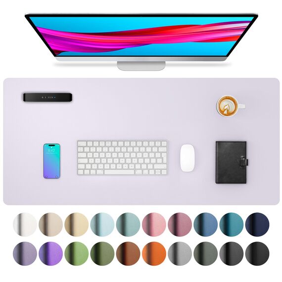 Aothia Schreibtischunterlage,Mauspad mit Leder und Rutchfeste Wildleder,Multifunktionales Office Mousepad Laptop Schreibunterlage,Tischschutz Unterlage für Büro/Home-Office(Sanftes Lavendel,80x40cm)