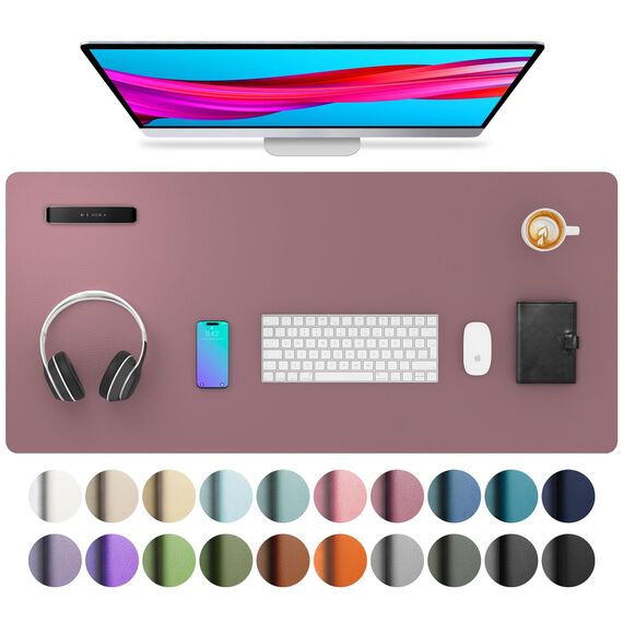 Aothia Schreibtischunterlage,PU-Leder-Schreibtischmatte,Mauspad,rutschfester Schreibtischschutz,wasserdichter Schreibtisch-Schreibblock für Büro und Zuhause(91cm x 43cm,Lila)