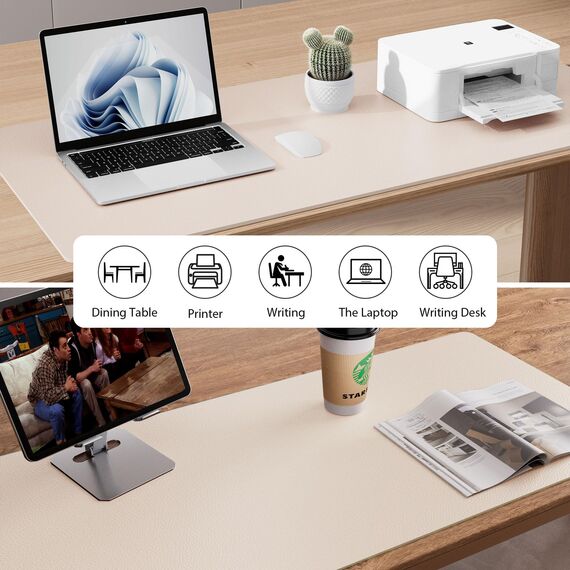 Aothia Schreibtischunterlage,PU-Leder-Schreibtischmatte,Mauspad,Rutschfester Schreibtischschutz,wasserdichter Schreibtisch-Schreibblock für Büro und Zuhause (60x35cm,Eierschale)