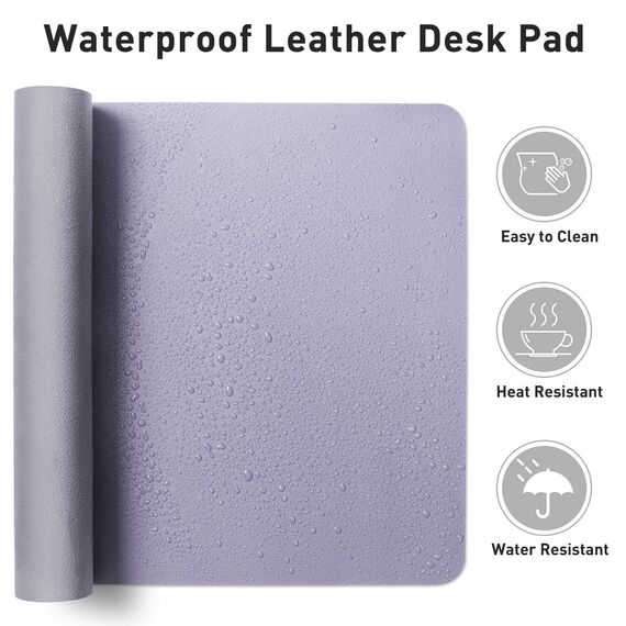 Aothia schreibtischunterlage,Mauspad, Büro-Schreibtischmatte, rutschfester PU-Leder-schreibtischmatte,wasserdichter schreibunterlage für Büro und Zuhause(60cmX35cm, Lavendel)