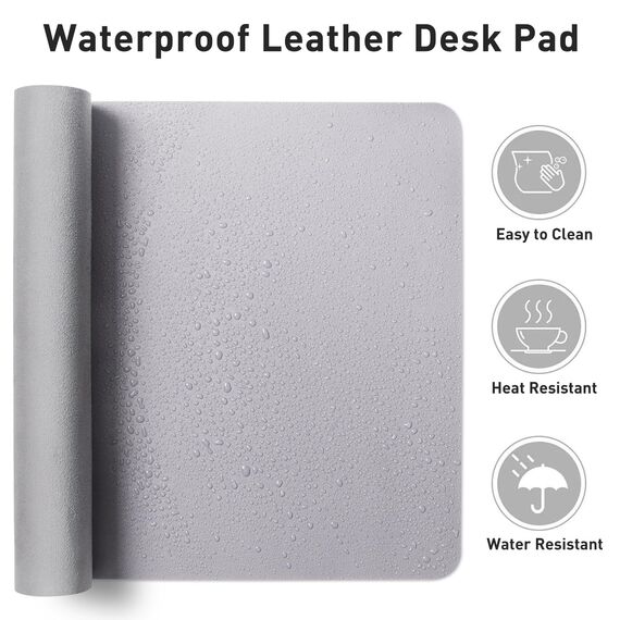 Aothia Schreibtischunterlage,PU-Leder-Schreibtischmatte,Mauspad,Rutschfester Schreibtischschutz,wasserdichter Schreibtisch-Schreibblock für Büro und Zuhause (60x35cm,Lavendel rauchig)