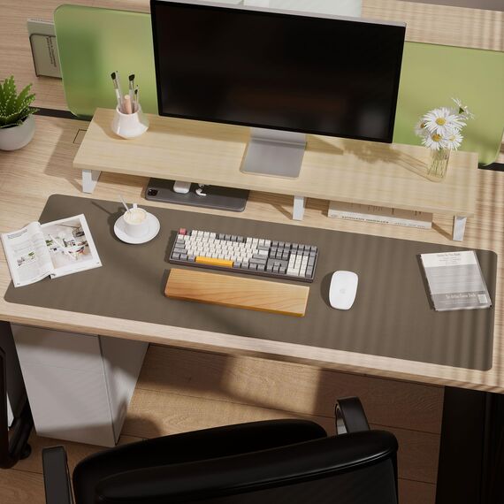 Aothia Schreibtischunterlage,PU-Leder-Schreibtischmatte,Mauspad,Rutschfester Schreibtischschutz,wasserdichter Schreibtisch-Schreibblock für Büro und Zuhause (91x43cm,Kaffee)