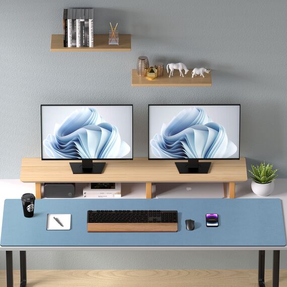 Aothia Schreibtischunterlage,Mauspad mit PU Leder und Rutchfeste Wildleder,Multifunktionales Office Mousepad Laptop Schreibunterlage,Tisch-Schutz Unterlage für Büro/Home-Office(Denim Blau,60x35cm)