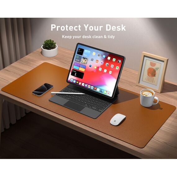Aothia Schreibtischunterlage,PU-Leder-Schreibtischmatte,Mauspad,rutschfester Schreibtischschutz,wasserdichter Schreibtisch-Schreibblock für Büro und Zuhause(60cm x 35cm,Braun)