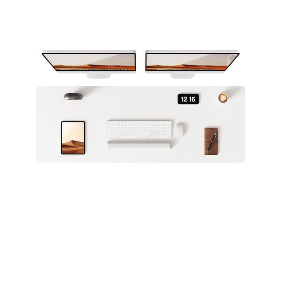 YSAGi Schreibtischunterlage 120x43cm, Premium Leder Mauspad XXL, Rutschfeste Tischunterlage Schreibunterlage, Multifunktionales Office Mousepad Schreibtisch Zubehör für Büro & Homeoffice (Weiß)