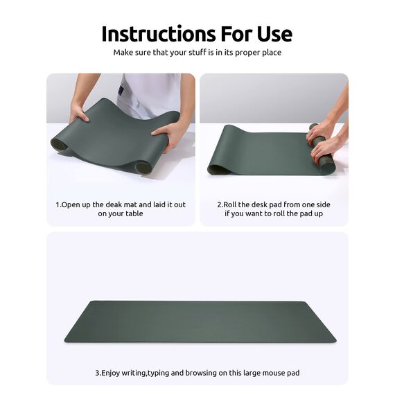 YSAGi Schreibtischunterlage 60x35cm, Premium Leder Mauspad XXL, Rutschfeste Tischunterlage Schreibunterlage, Multifunktionales Office Mousepad Schreibtisch Zubehör für Büro & Homeoffice (Dunkelgrün)